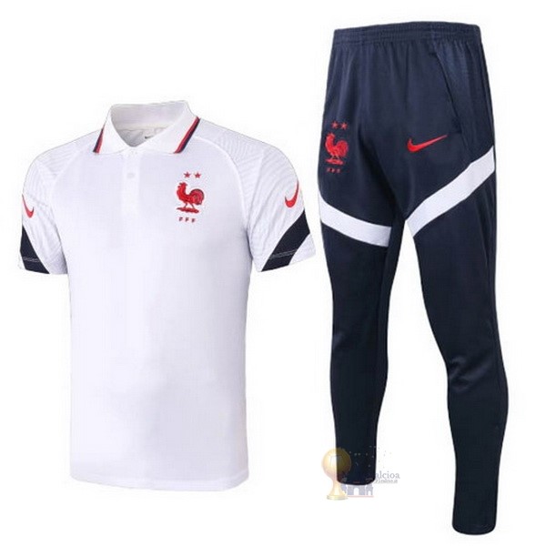 Calcio Maglie Set Completo Polo Francia 2020 Bianco Blu